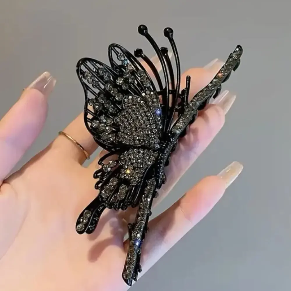 Rhinestone Black Butterfly Hair Claw Hair Accessory